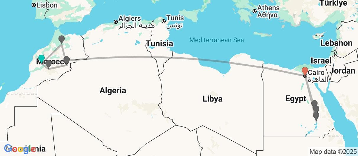 Map of Desiertos, faraones y crucero por el Nilo