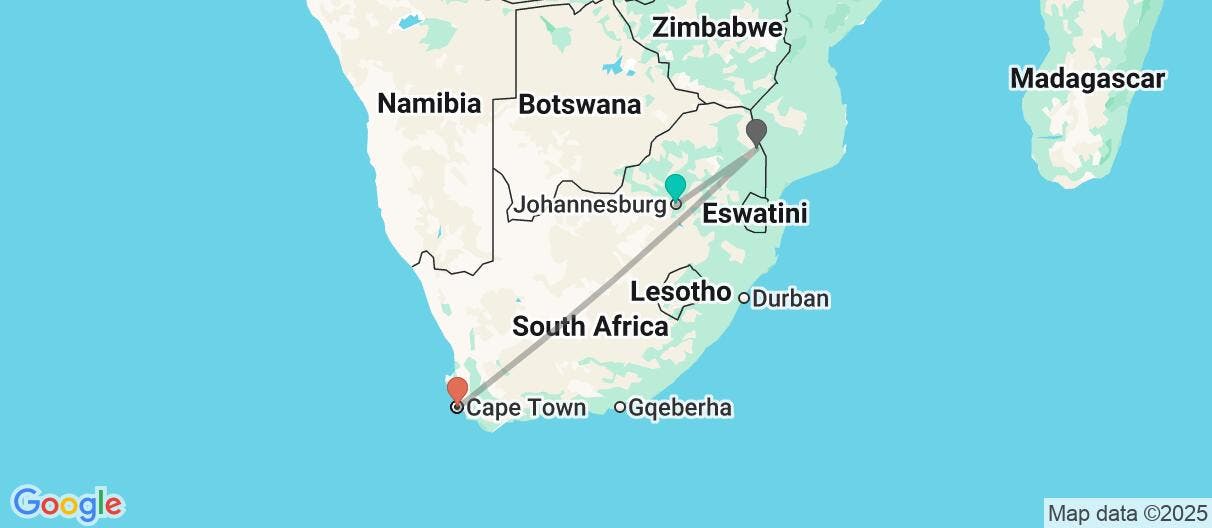 Map of Safari en Kruger y Ciudad del Cabo