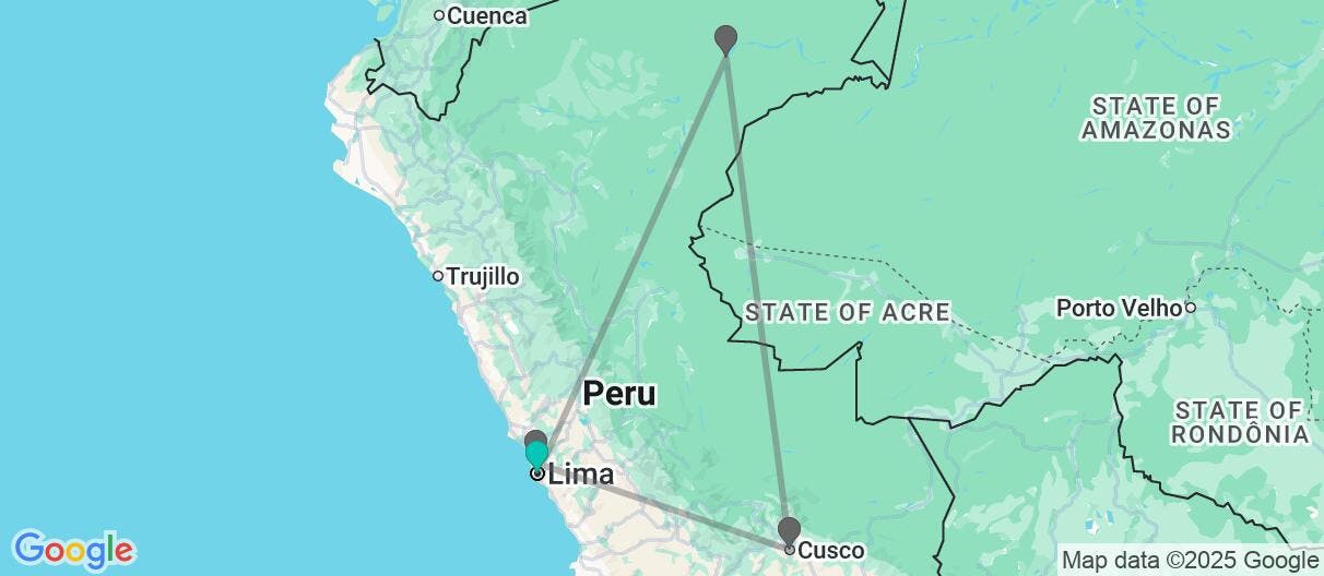 Map of Rutas del Imperio Inca y Amazonas Oculta