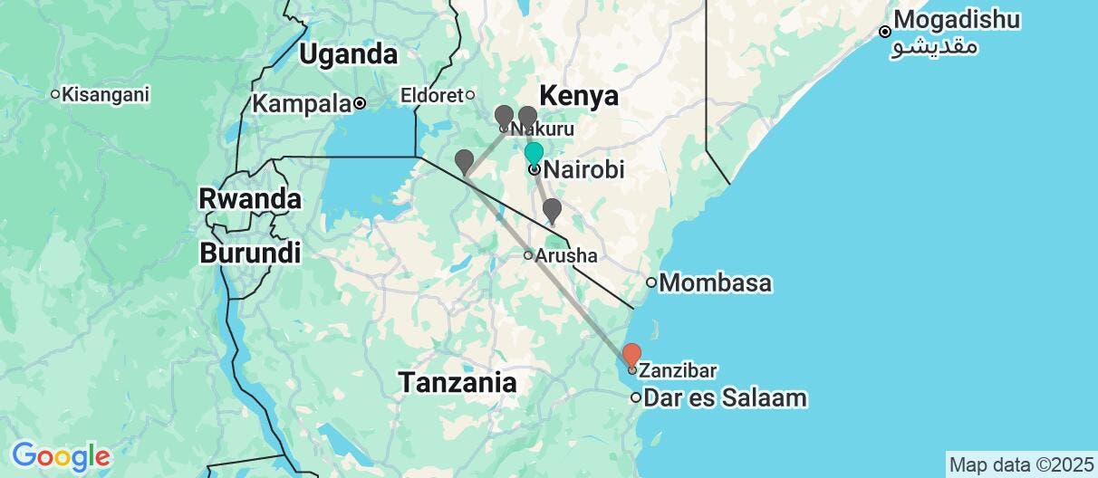 Map of Safari de lujo y Todo Incluido en Zanzíbar