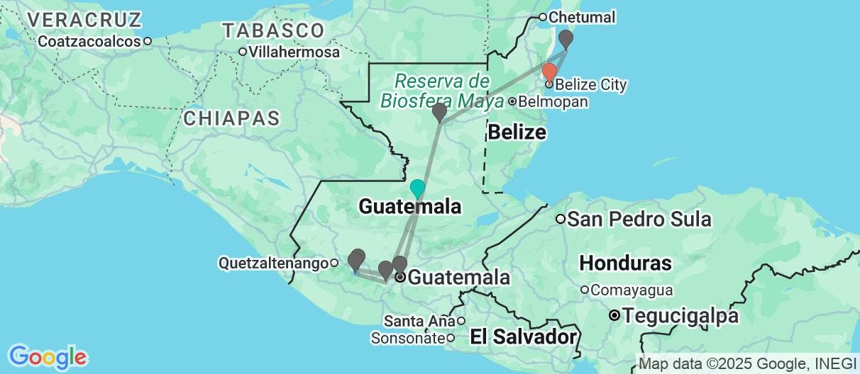 Map of De Tikal a la auténtica Isla Bonita