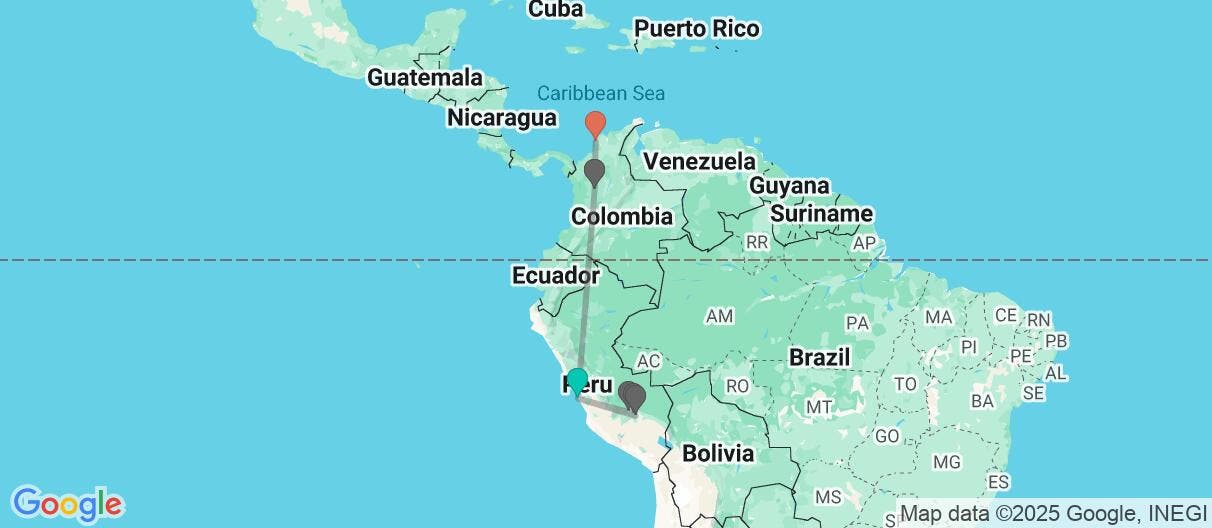 Map of From Machu Picchu to Medellin & Cartagena